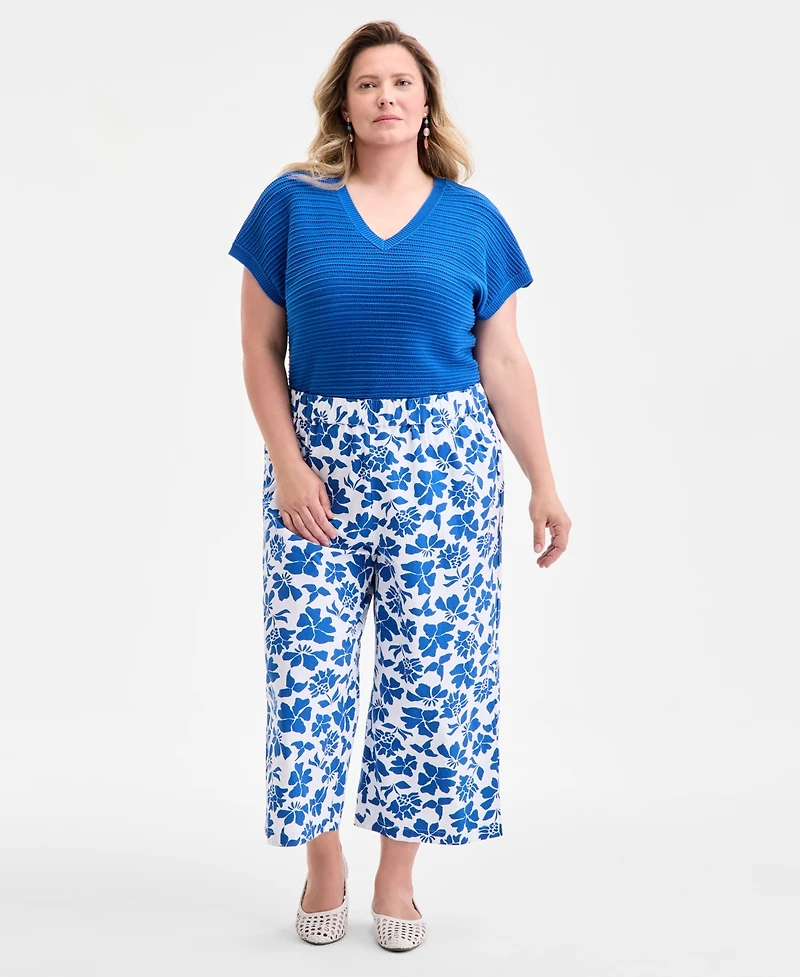 Style & Co Plus Floral-Print Wide-Leg Pants, Exclusively at Macy's