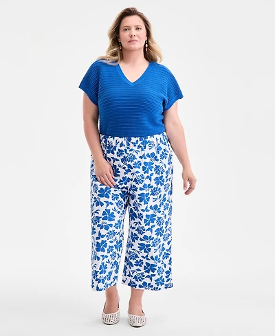 Style & Co Plus Floral-Print Wide-Leg Pants, Exclusively at Macy's