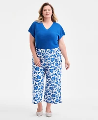 Style & Co Plus Floral-Print Wide-Leg Pants, Exclusively at Macy's