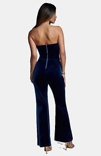 Bebe Women's Strapless Velvet Jumpsuit