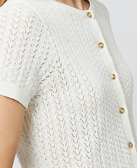 French Connection Women's Pointelle Button-Front Cardigan