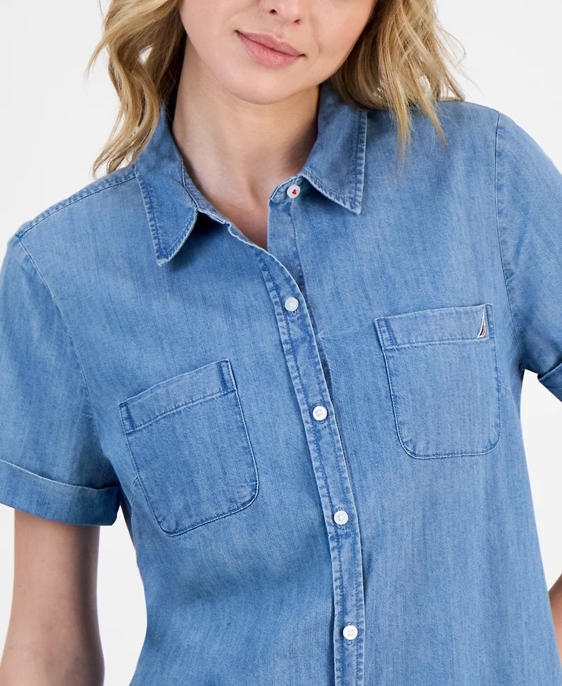 Nautica Jeans Women's Chambray Camp Shirt