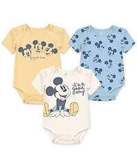 Disney Baby Boys Mickey Mouse Short-Sleeve Bodysuits, Set of 3