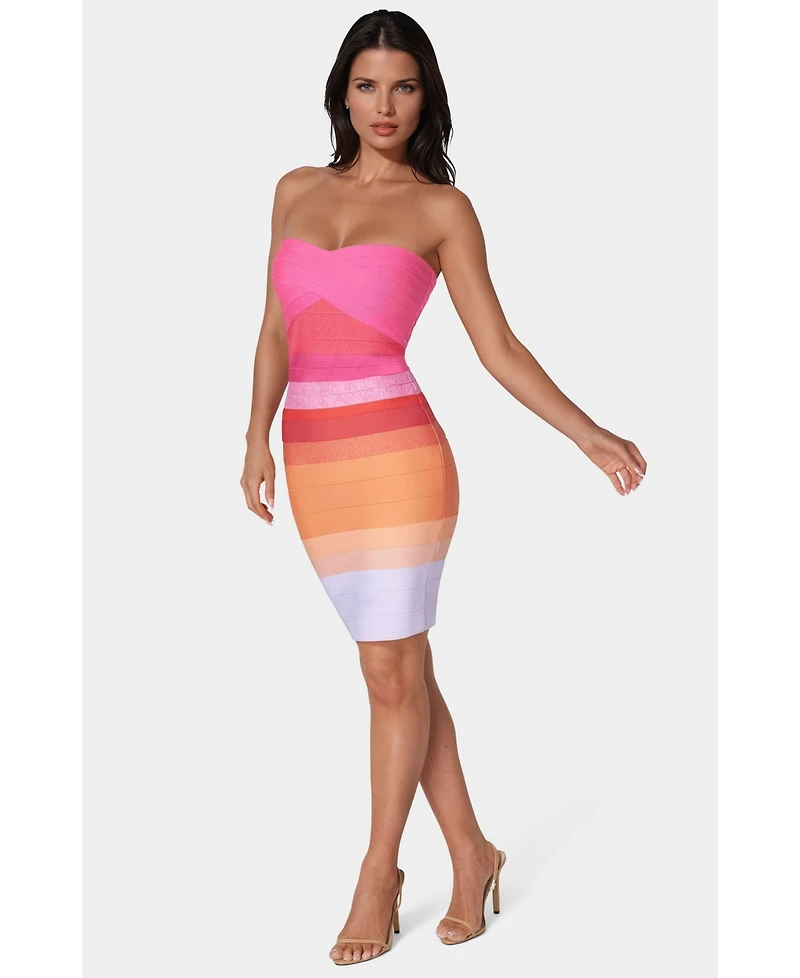 Bebe Women's Ombre Badage Strapless Dress