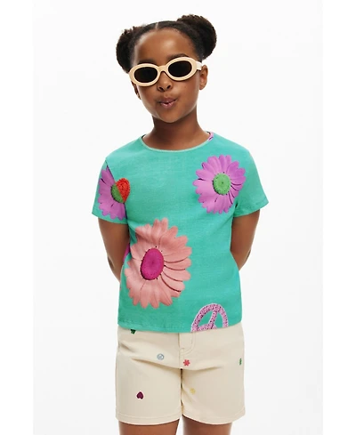 Desigual Girls Girls's Ribbed floral T-shirt