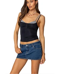 Edikted Womens Gingham Layered Tank Top