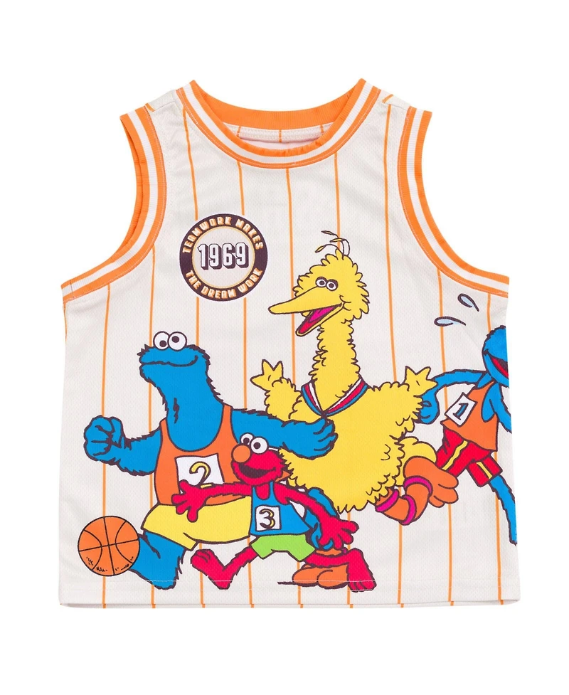 Sesame Street Baby Boys Mesh Jersey Athletic Tank Top and Basketball Shorts Outfit Set