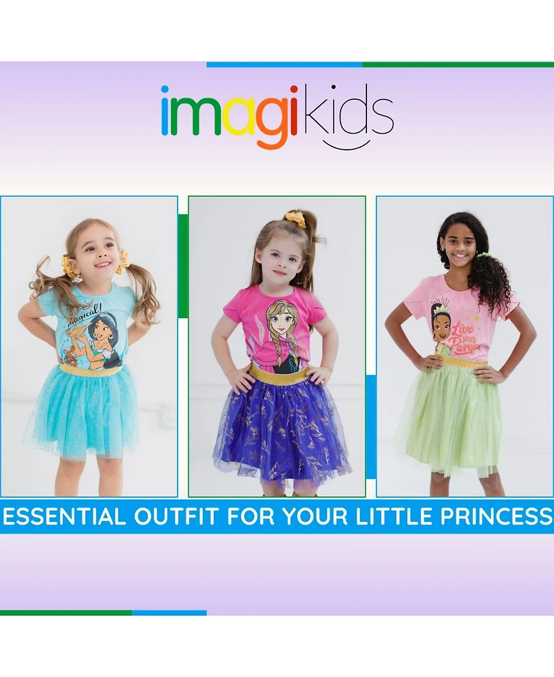 Frozen Toddler Girls Disney Princess Moana T-Shirt Tulle Skirt and Scrunchie 3 Piece Outfit Set
