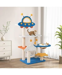 Cat Tree with Ufo Top Perch, Space Capsule & Scratching Posts Fun & Cozy Playhouse for Cats