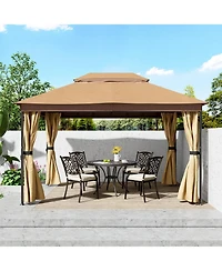 13 x 10 Feet Patio Gazebo Double Vented Gazebo With Sidewall