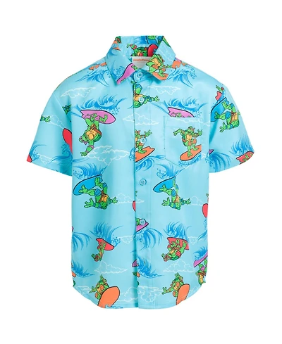 Teenage Mutant Ninja Turtles Little Boys Leonardo Michelangelo Raphael Hawaiian Button Down Shirt to