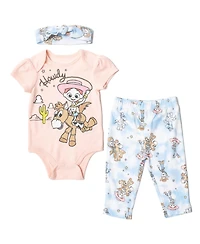 Disney Baby Girls Toy Story Bodysuit Pants and Headband 3 Piece Outfit Set