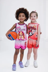 Paw Patrol Girls Mesh Jersey Tank Top and Basketball Shorts Athletic Outfit Set