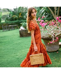 Rahayu Atta Rattan Bag In Mocca Brown