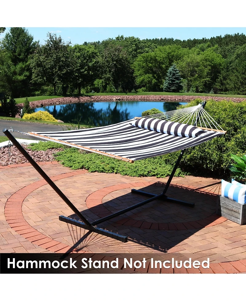 Two-Person Quilted Fabric Hammock with Spreader Bars