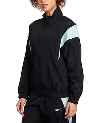 Reebok Women's Woven Crinkle Colorblocked Track Jacket