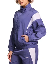 Reebok Women's Woven Crinkle Colorblocked Track Jacket