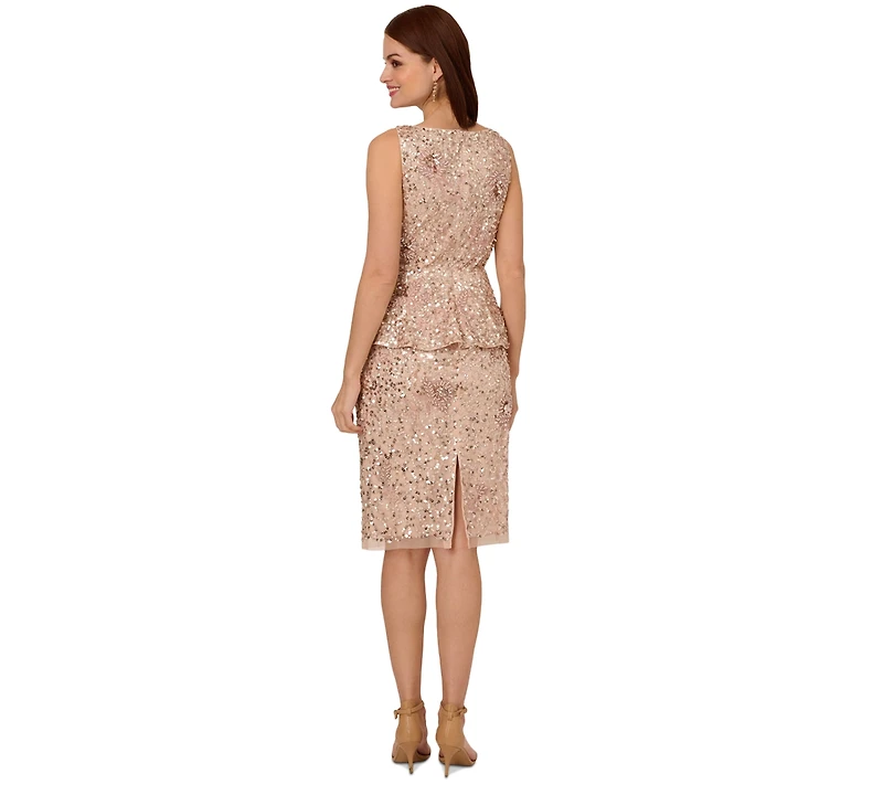 Adrianna Papell Women's Beaded Peplum Sheath Dress