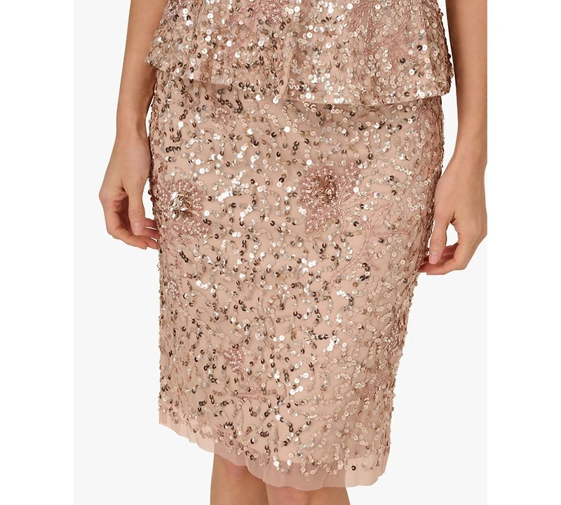 Adrianna Papell Women's Beaded Peplum Sheath Dress