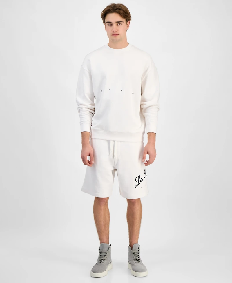 Hugo by Boss Men's Dutap Oversized-Fit Textured Palm Tree-Print Sweatshirt