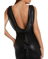 Women's Metallic Cowl Back Column Gown