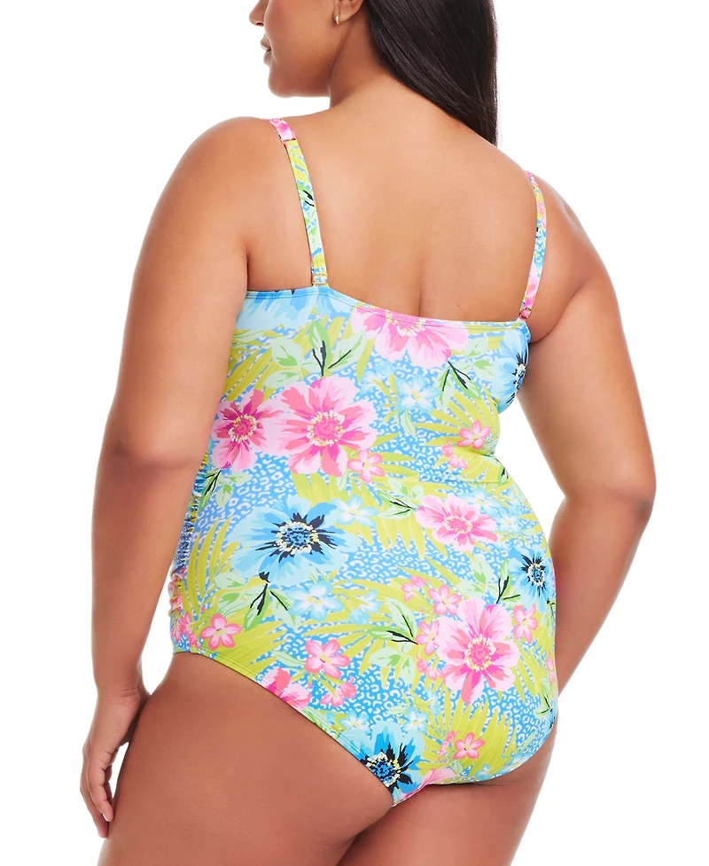 Bleu by Rod Beattie Plus Lets Get Away Shirred Swimsuit