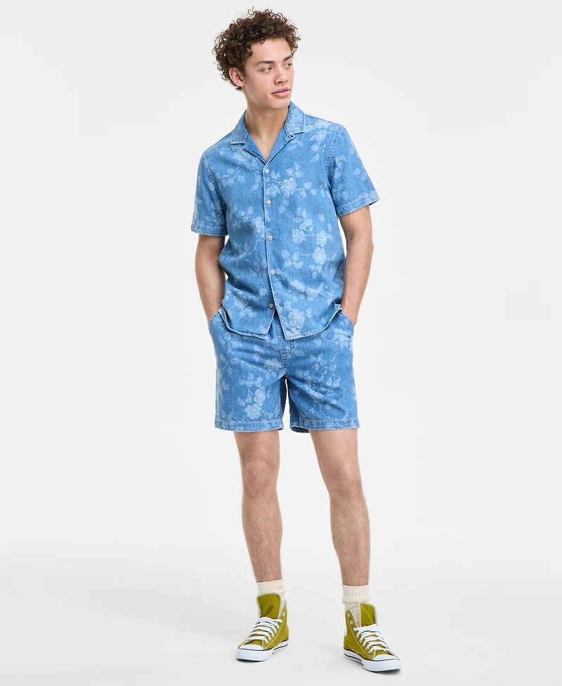 Sun + Stone Men's Denim Floral Dream Shirt, Exclusively at Macy's