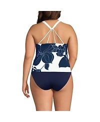 Lands' End Plus Ddd-Cup Tugless High Neck Strappy Back Tankini Swimsuit Top