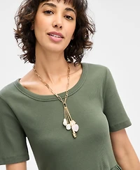 On 34th Gold-Tone Mixed Stone Multi-Charm Pendant Necklace, 20" + 2" extender, Exclusively at Macy's