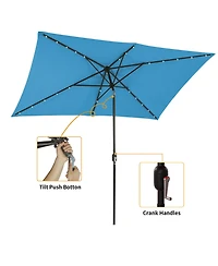 10 ft. x 6.5 Rectangular Market Umbrella with Waterproof and Uv Resistant Navy Blue
