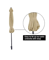 9 ft. Steel Market Outdoor Tilt Patio Umbrella in Blue