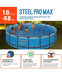 Bestway Steel Pro Max 18' x 48" Round Above Ground Pool Set w/Led Light & Remote