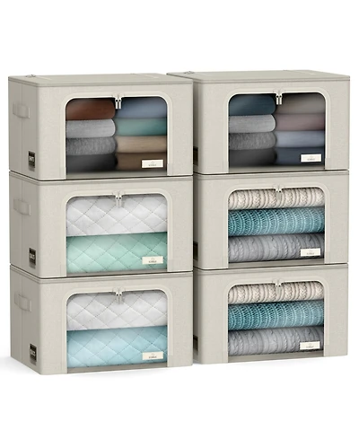 Sorbus Pack Foldable Storage Box - Metal Frame, Oxford Fabric, Large Window & Handles - Organization for Bedroom