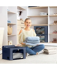 Sorbus Pack Foldable Storage Box - Metal Frame, Oxford Fabric, Large Window & Handles - Organization for Bedroom