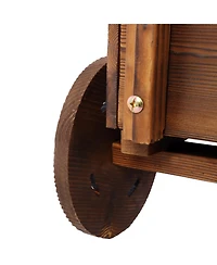 Streamdale Wooden Wagon Planter with Wheels, Drain Hole & Handle