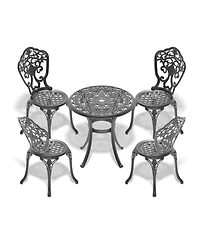Streamdale 5-Piece Set Of All-Weather Cast Aluminum Dining Furniture Set With Black Frame