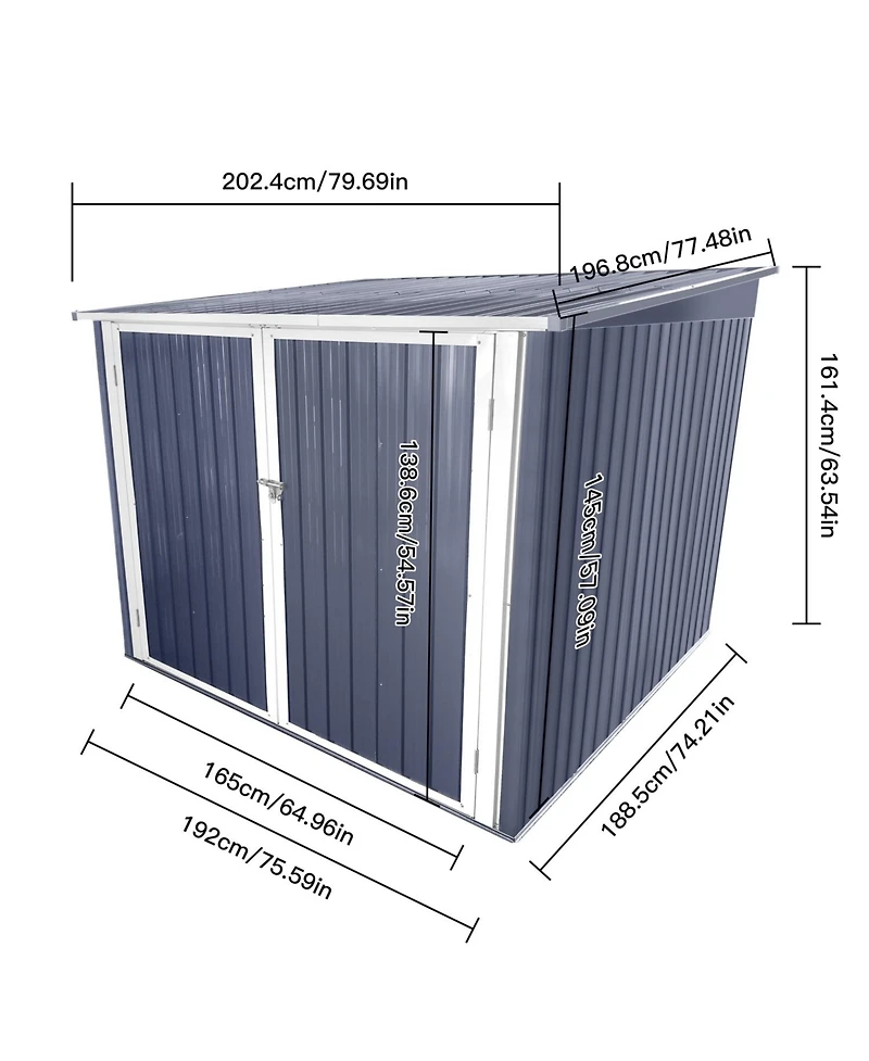 Streamdale Bicycle Outdoor Steel Storage Shed, Stores 4 Bikes,Grey