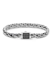 Black Spinel & Sterling Silver Paddy Oval 7mm Chain Bracelet, Large 8.0 in
