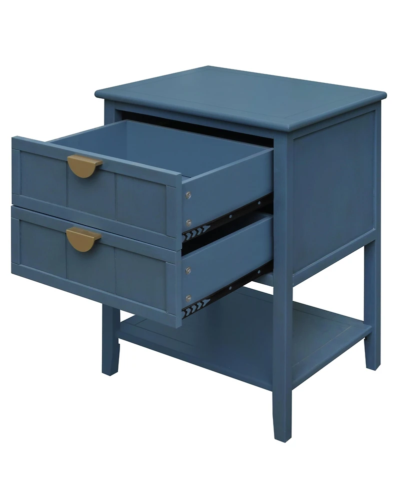 Side Table with 2 Drawers Nightstands Modern Bedside Table End Table with 3 Tiers Storage Space for Living Room Small Coffee Table