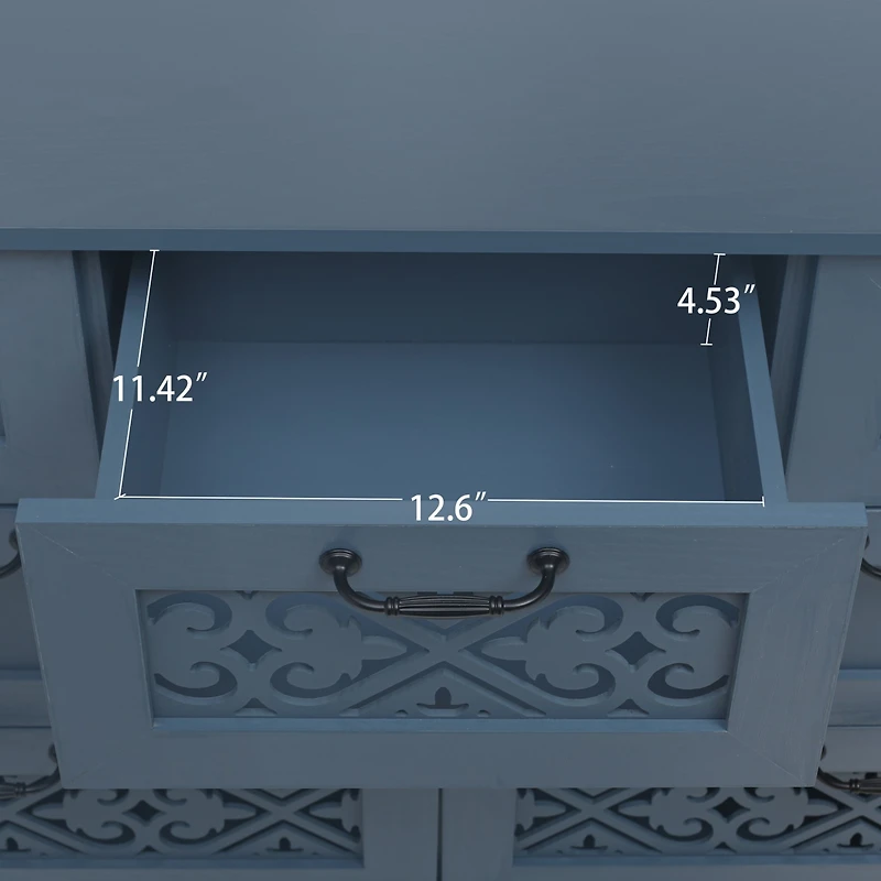 Vintage 7 Drawer Storage Cabinet Sideboard Buffet Cabinet Entryway Cabinet with Drawers Accent Storage Cabinet for Living Room Bedroom