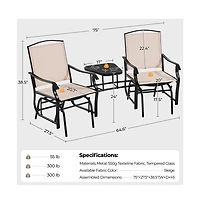 Yaheetech 2-Person Patio Glider W/ Table, Beige