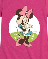 Disney Big Girls Minnie Bunny Easter Graphic Short Sleeve T-Shirt