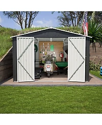 Streamdale 10x10 Ft Outdoor Metal Storage Shed with Lockable Doors and Frame
