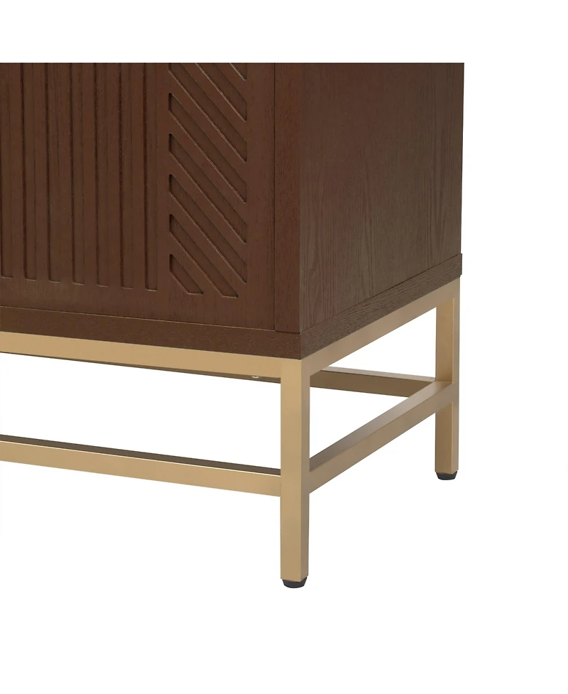 Streamdale Retro Sideboard with Adjustable Shelves and Metal Accents (Espresso)