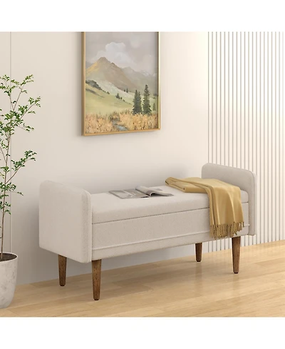 Streamdale Teddy Velvet Storage Stool with Ample Capacity