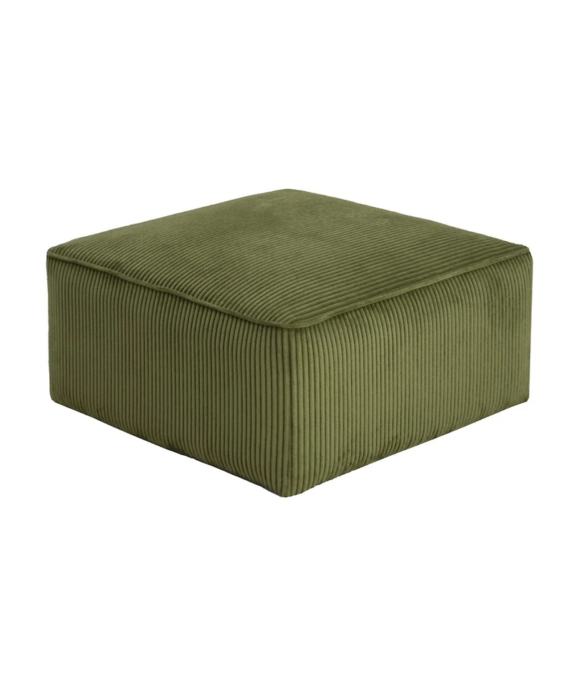 Streamdale Isabella Square Ottoman, Olive Green, Corduroy