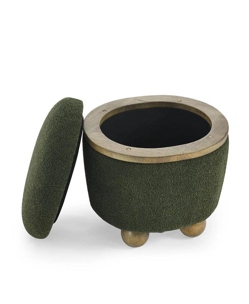 Streamdale Round Storage Stool with Cushion, Dark Green
