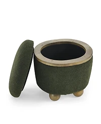 Streamdale Round Storage Stool with Cushion, Dark Green