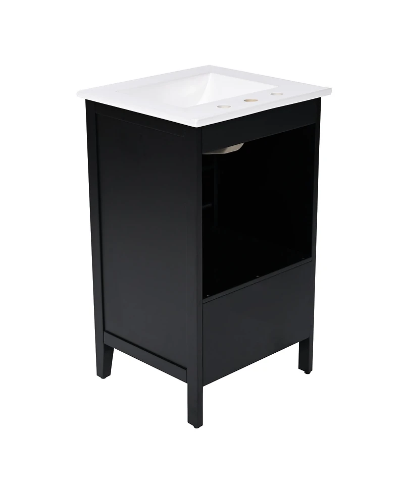 Streamdale 20" Black Vanity with Sink, Cabinet Door & Drawer