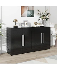 Streamdale Black 4-Door Sideboard with Adjustable Shelves